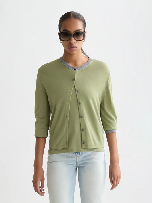 Stripe Trim Relaxed Cardigan