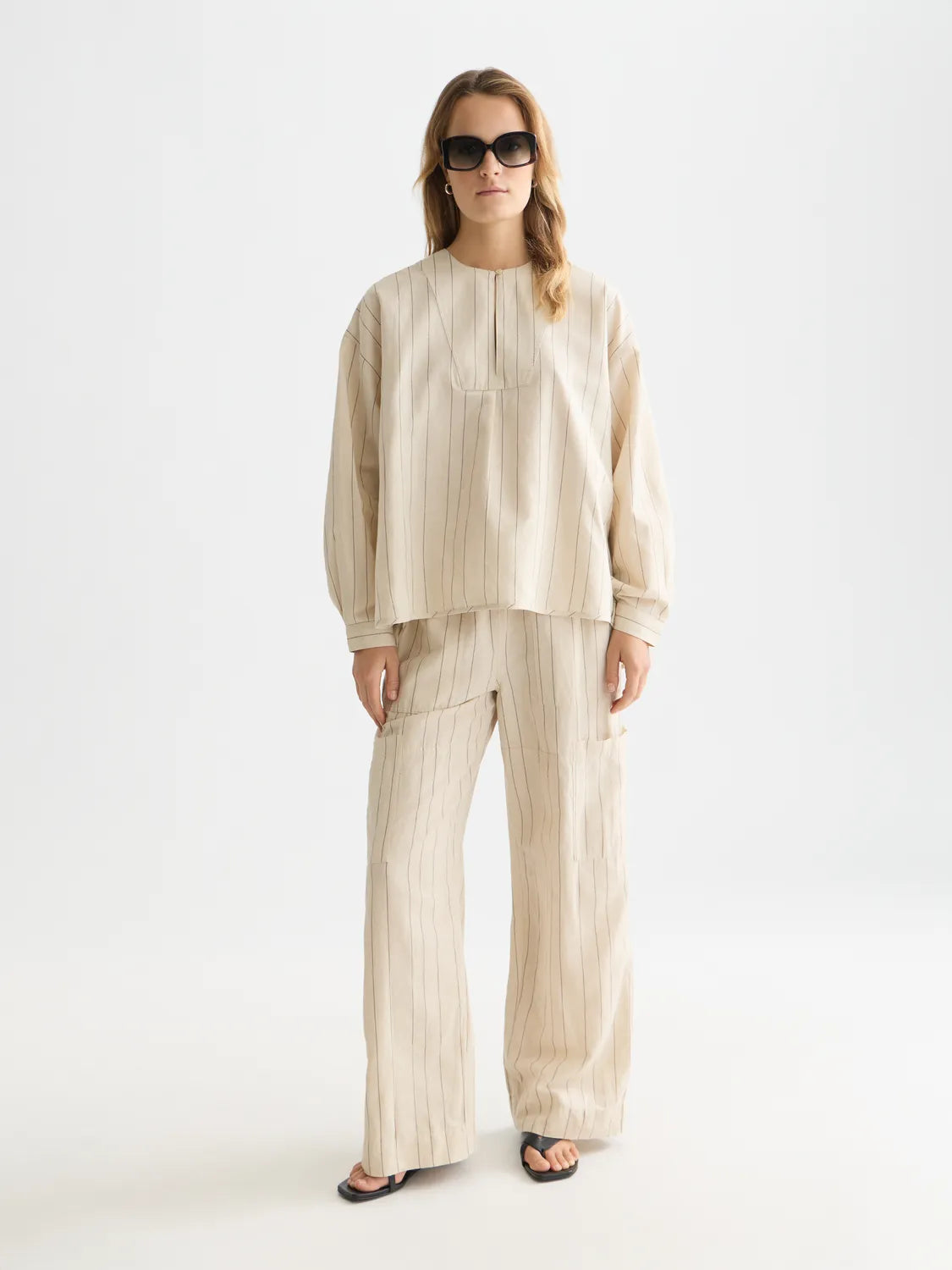 Cotton Linen Bib Shirt