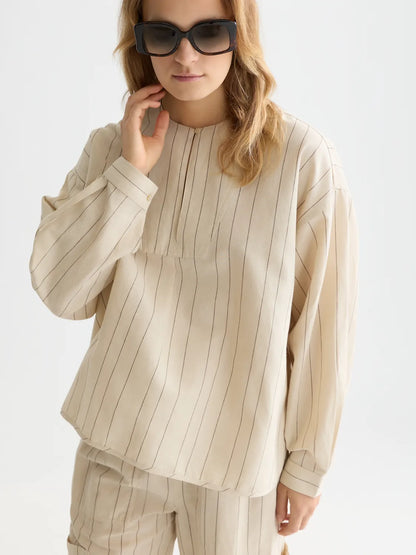 Cotton Linen Bib Shirt