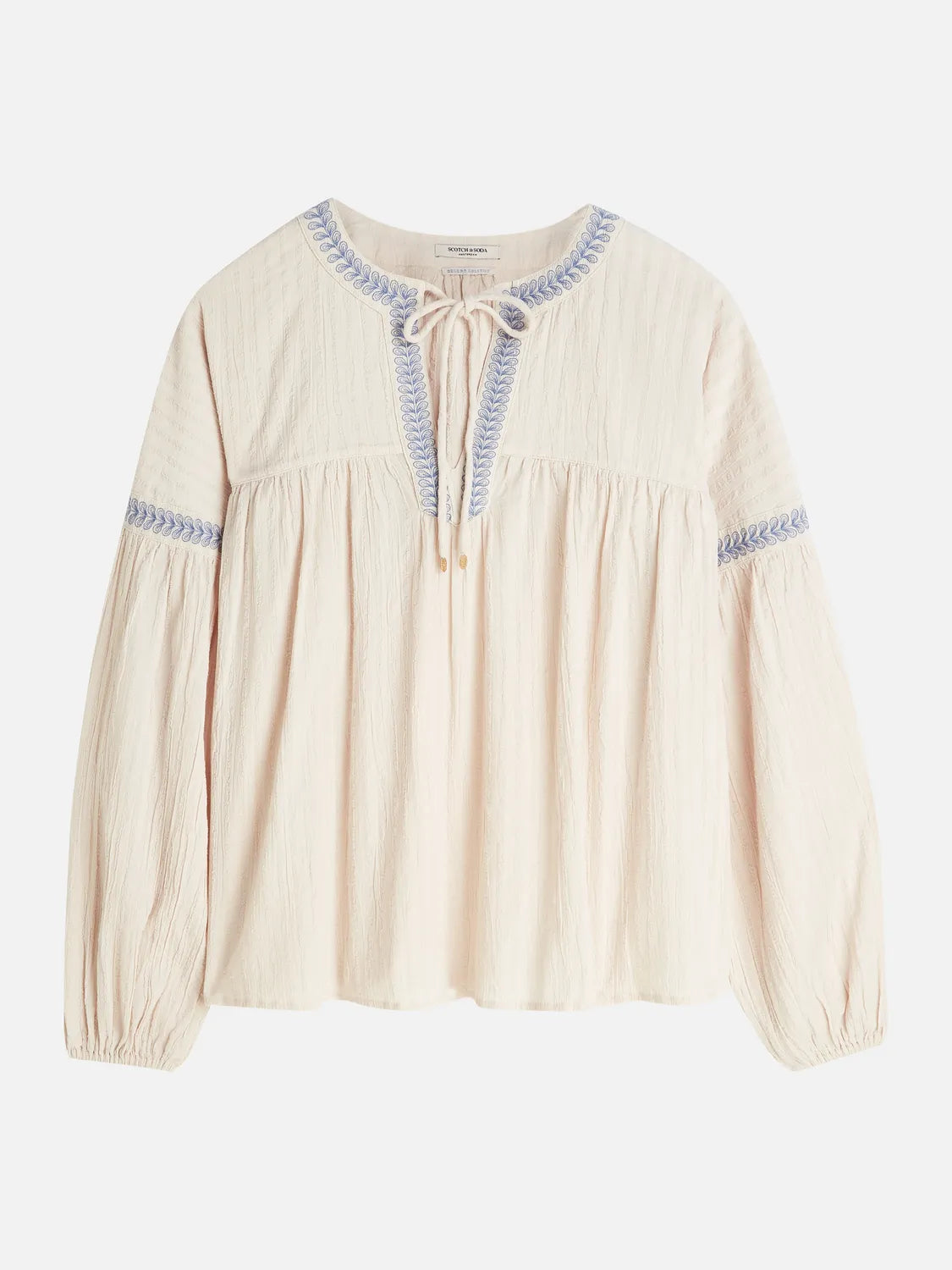 Cotton Crepe Blouse With Embroidered Details