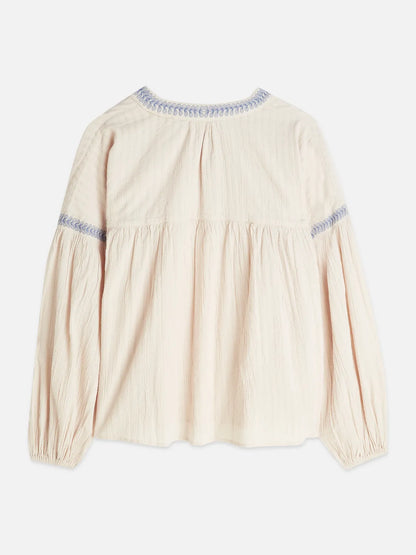 Cotton Crepe Blouse With Embroidered Details