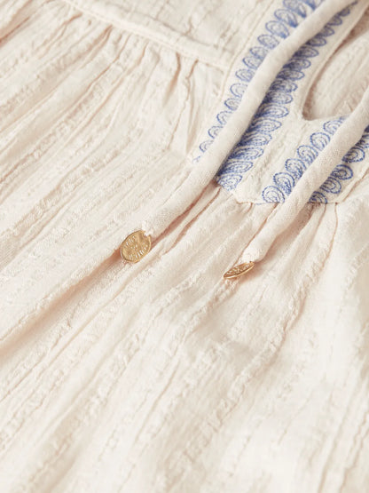 Cotton Crepe Blouse With Embroidered Details