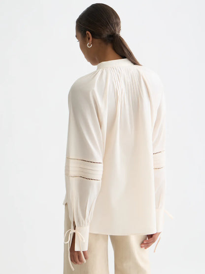 Cotton Voile Blouse With Pleats