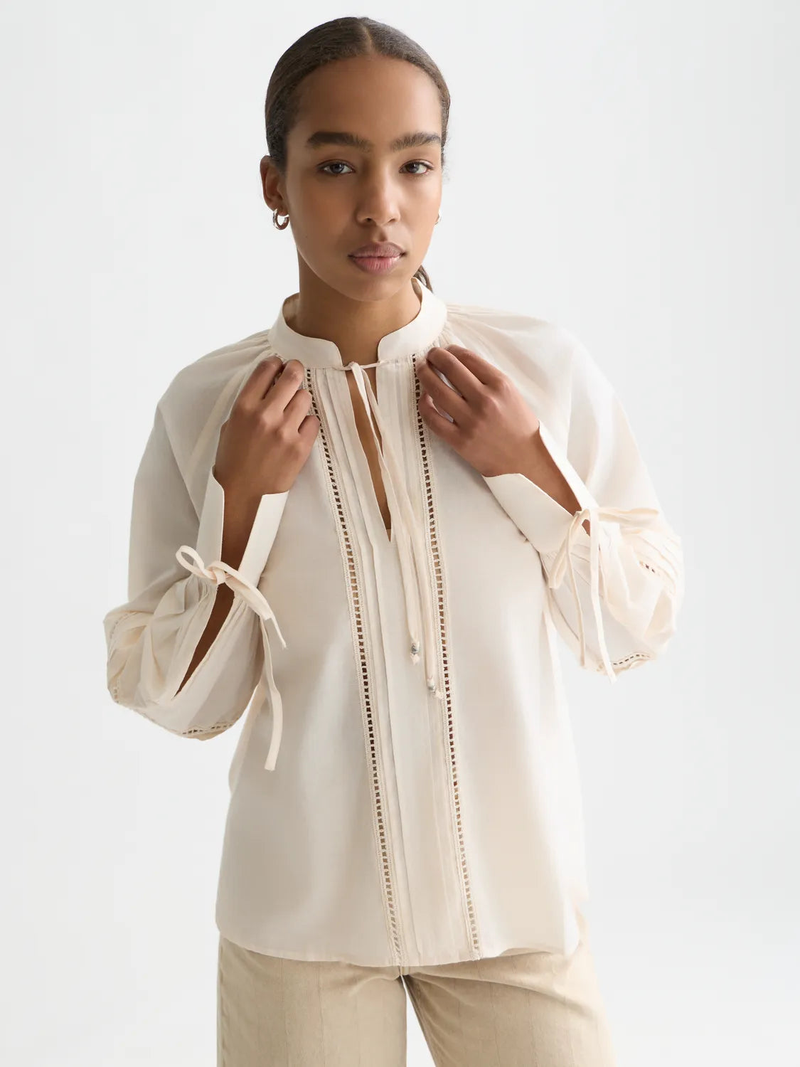 Cotton Voile Blouse With Pleats