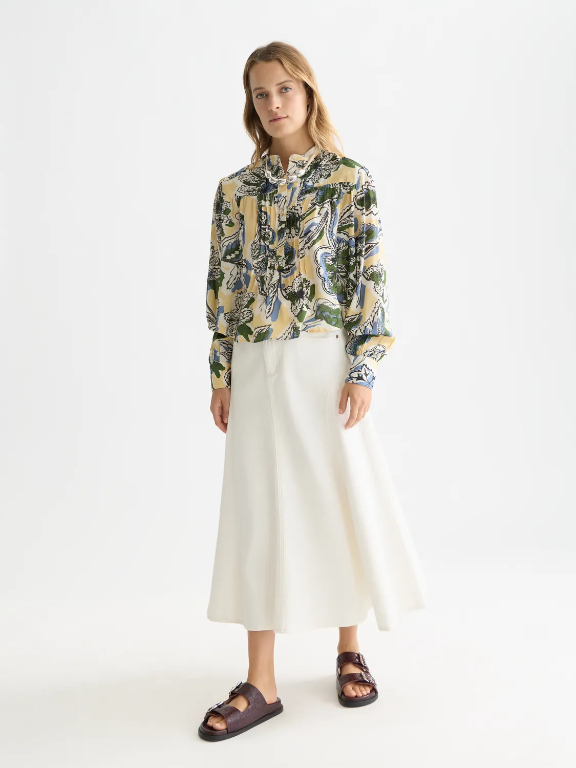 Pin Tuck Long Sleeve Shirt