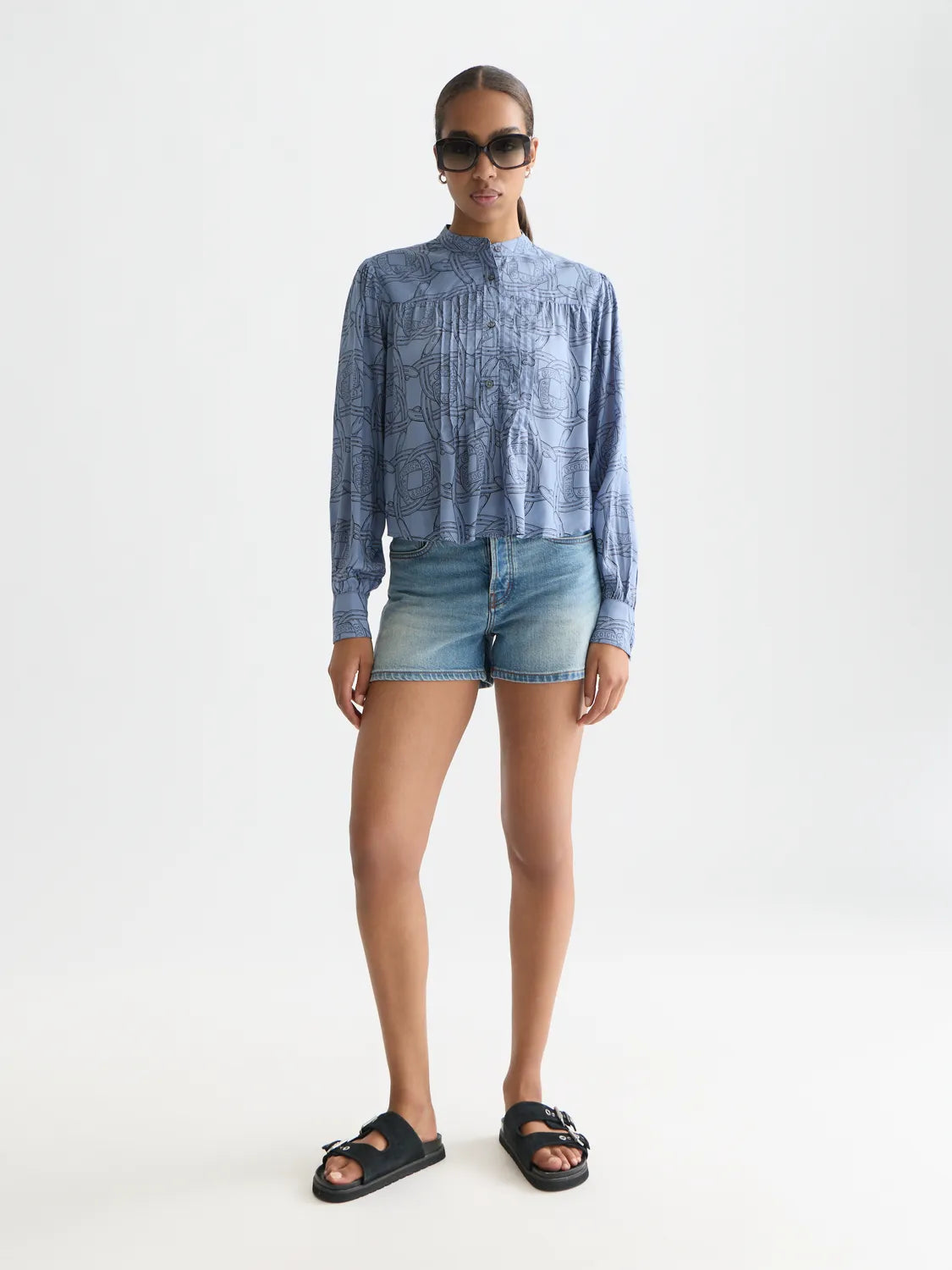 Pin Tuck Long Sleeve Shirt