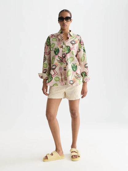 Linen Blend Printed Shirt