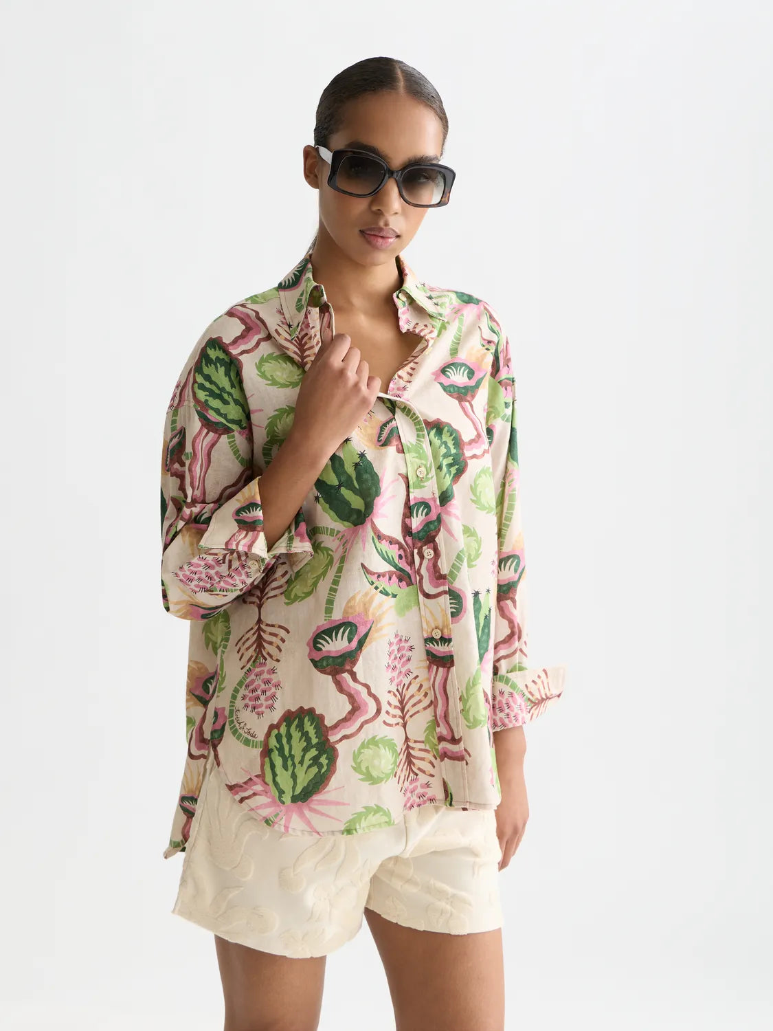 Linen Blend Printed Shirt