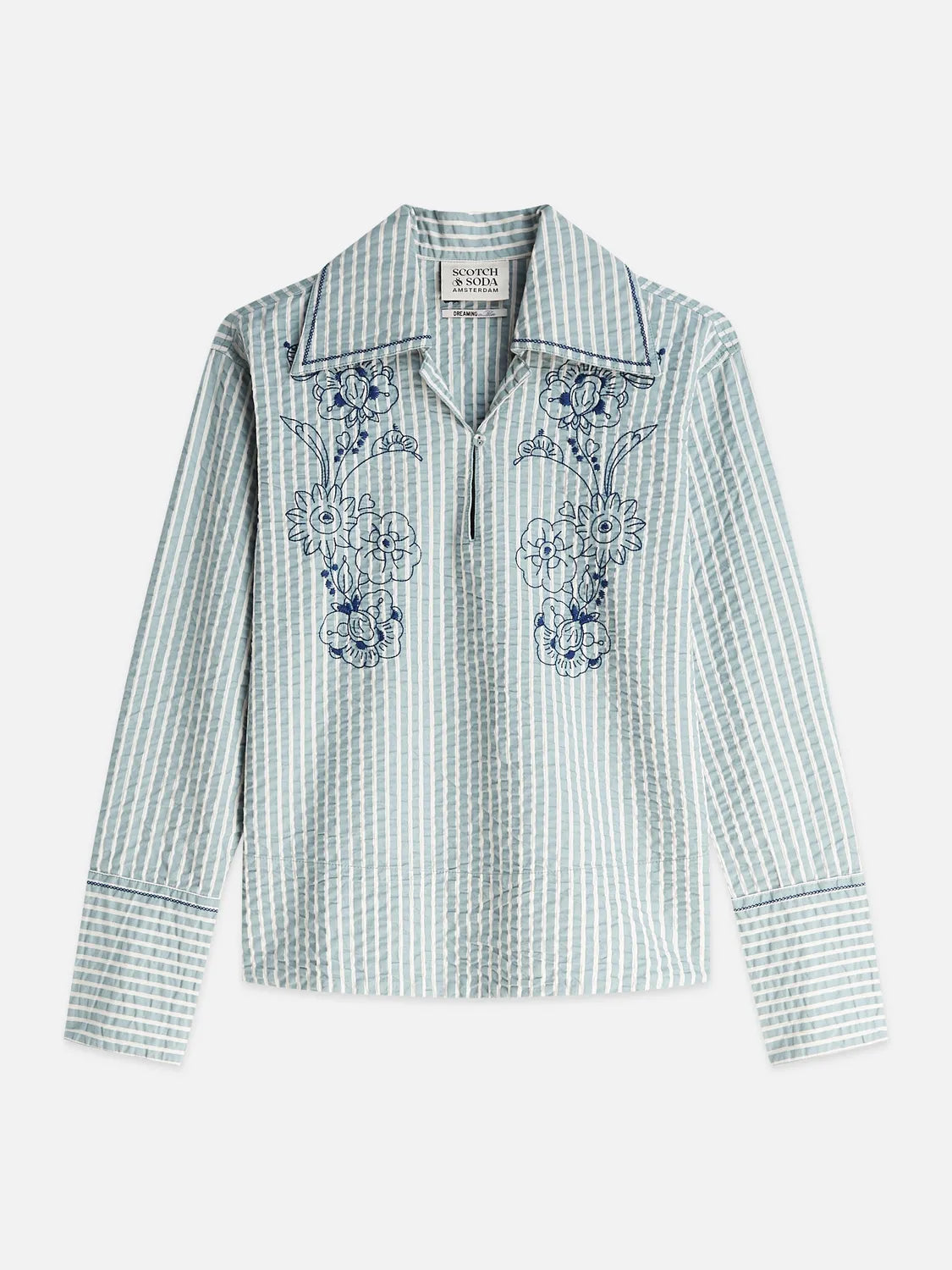 Embroidered Structured Long-Sleeved Tunic