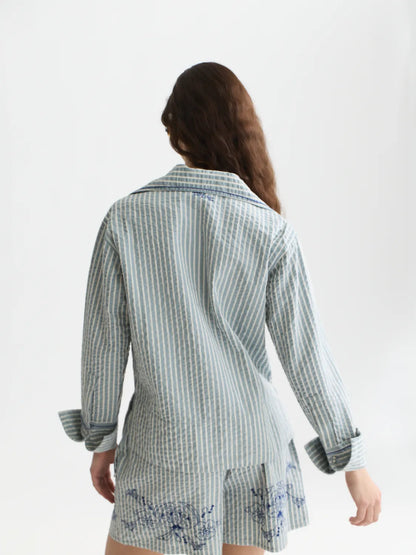 Embroidered Structured Long-Sleeved Tunic