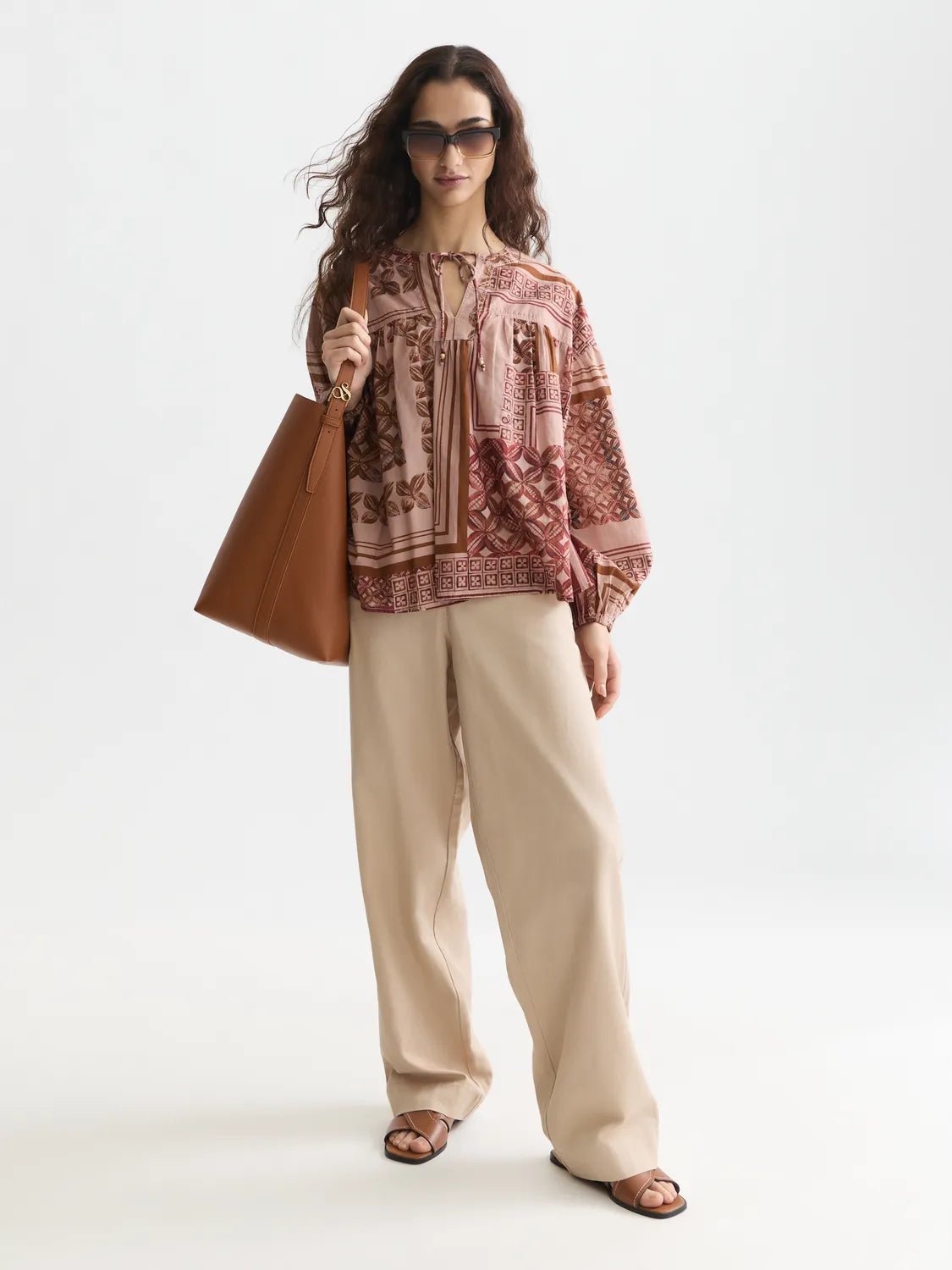 Foulard Printed Long-Sleeved Blouse