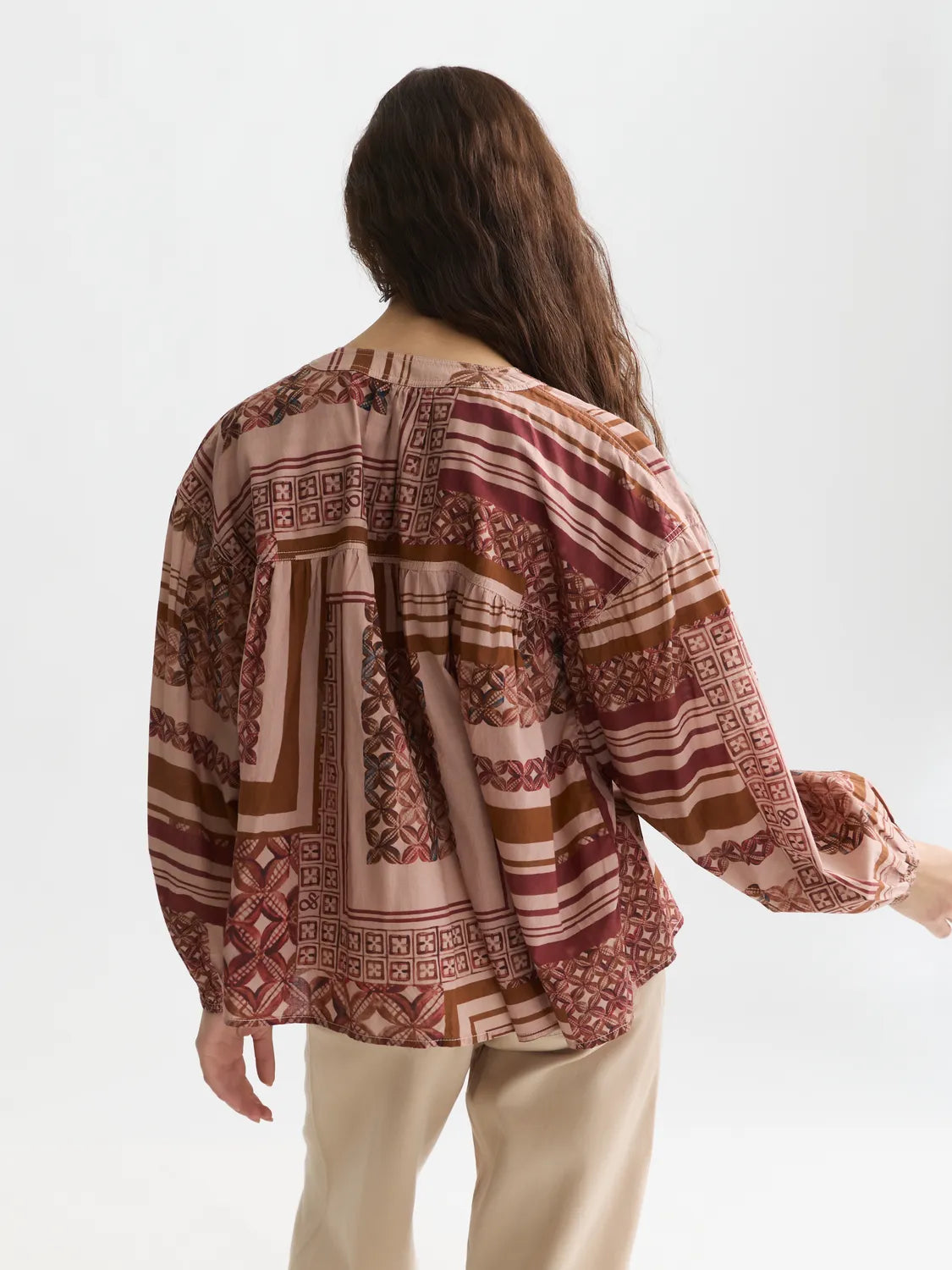 Foulard Printed Long-Sleeved Blouse