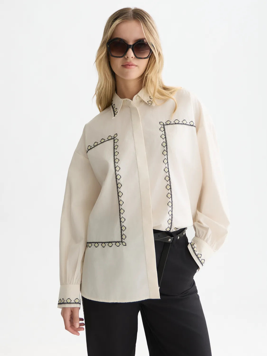 Embroidered Oversized-Fit Shirt