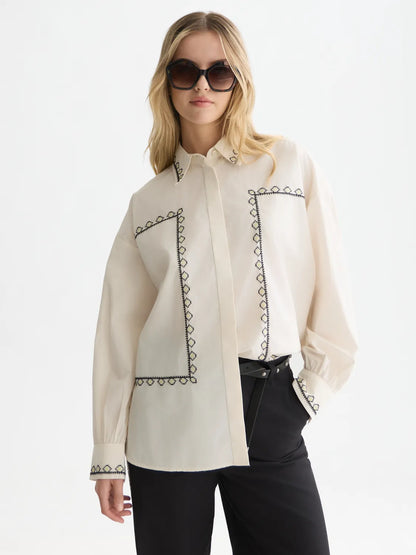 Embroidered Oversized-Fit Shirt