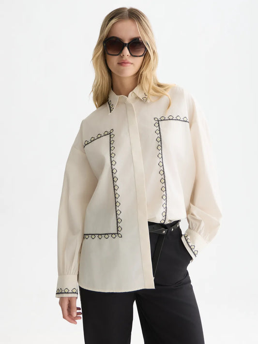 Embroidered Oversized-Fit Shirt