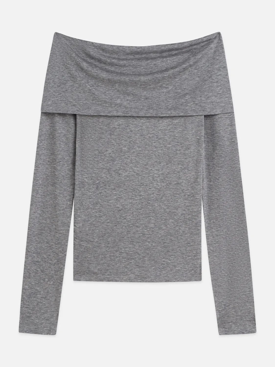 Twisted Neckline Wool-Blend Long Sleeve T-Shirt