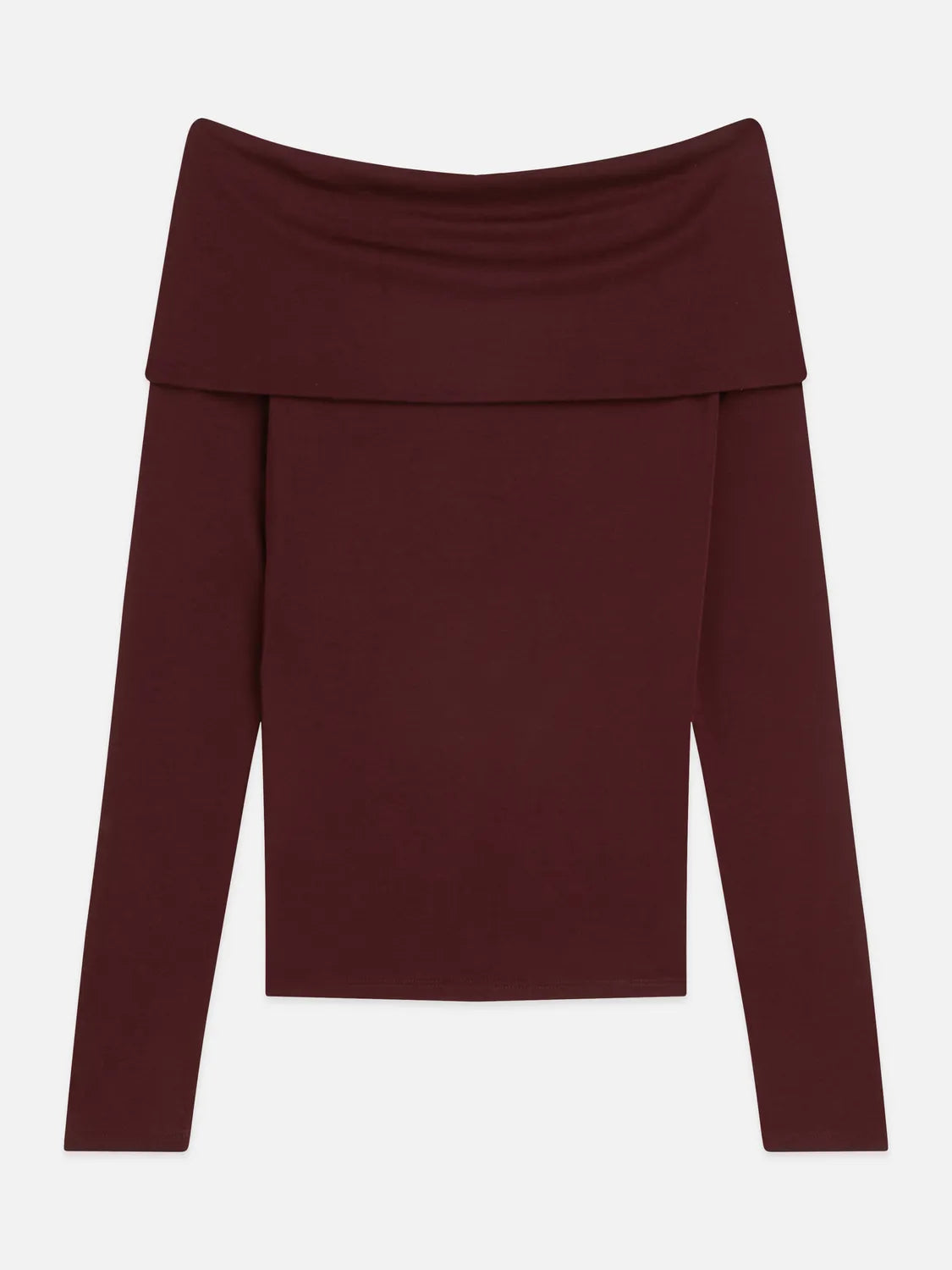 Twisted Neckline Wool-Blend Long Sleeve T-Shirt