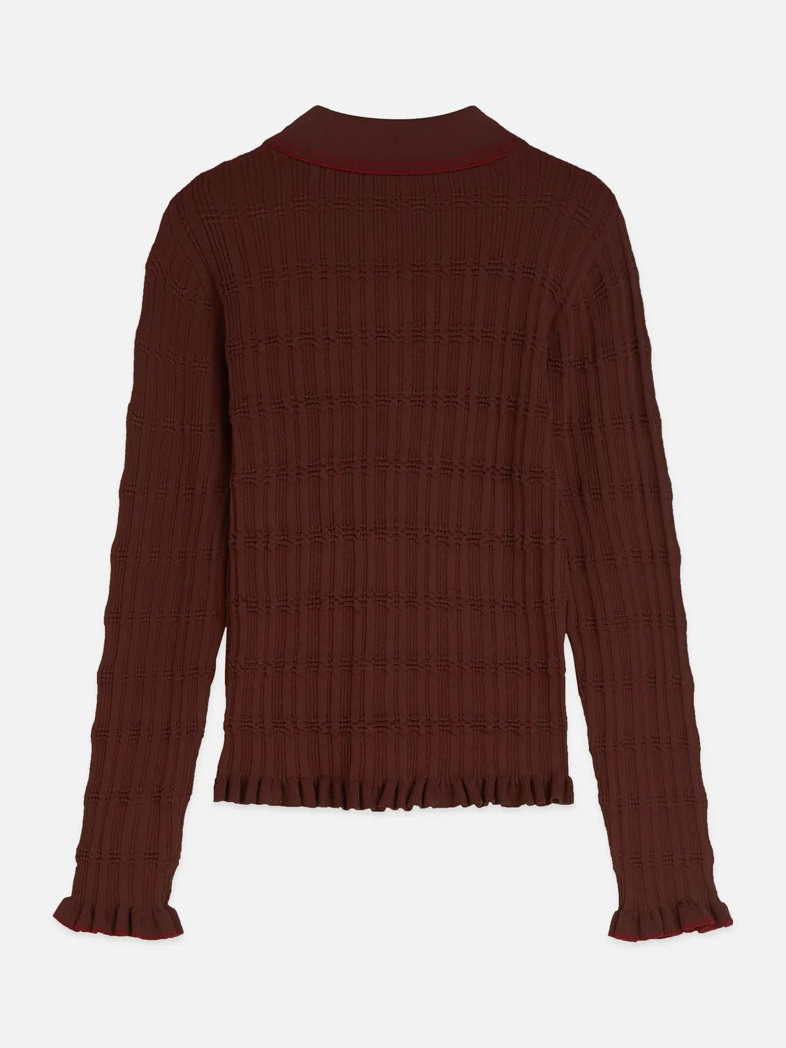 Ripple Stitch Polo-Neck Pullover
