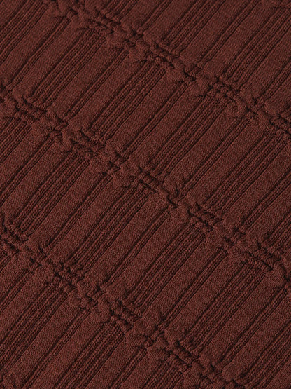 Ripple Stitch Polo-Neck Pullover