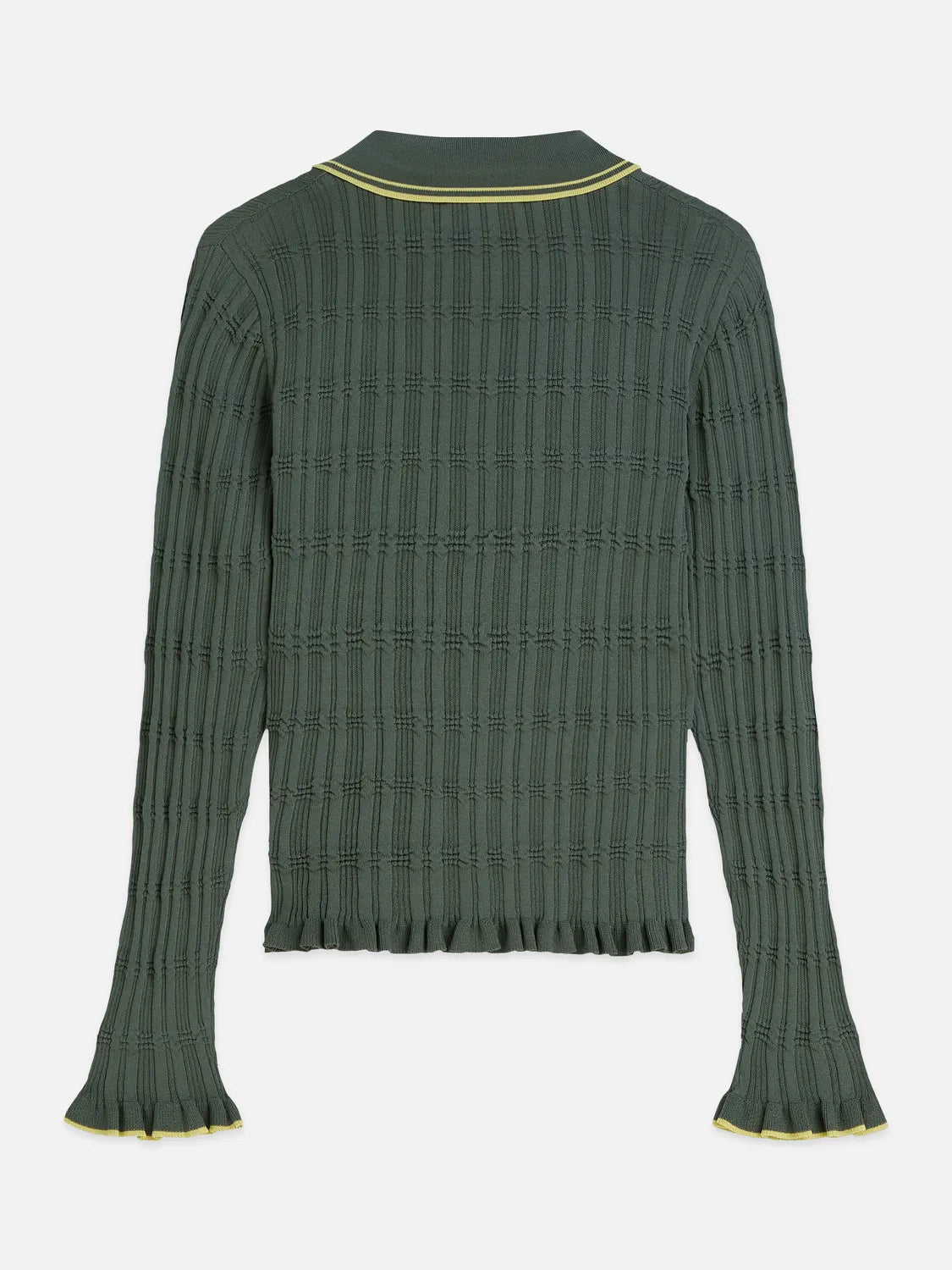 Ripple Stitch Polo-Neck Pullover