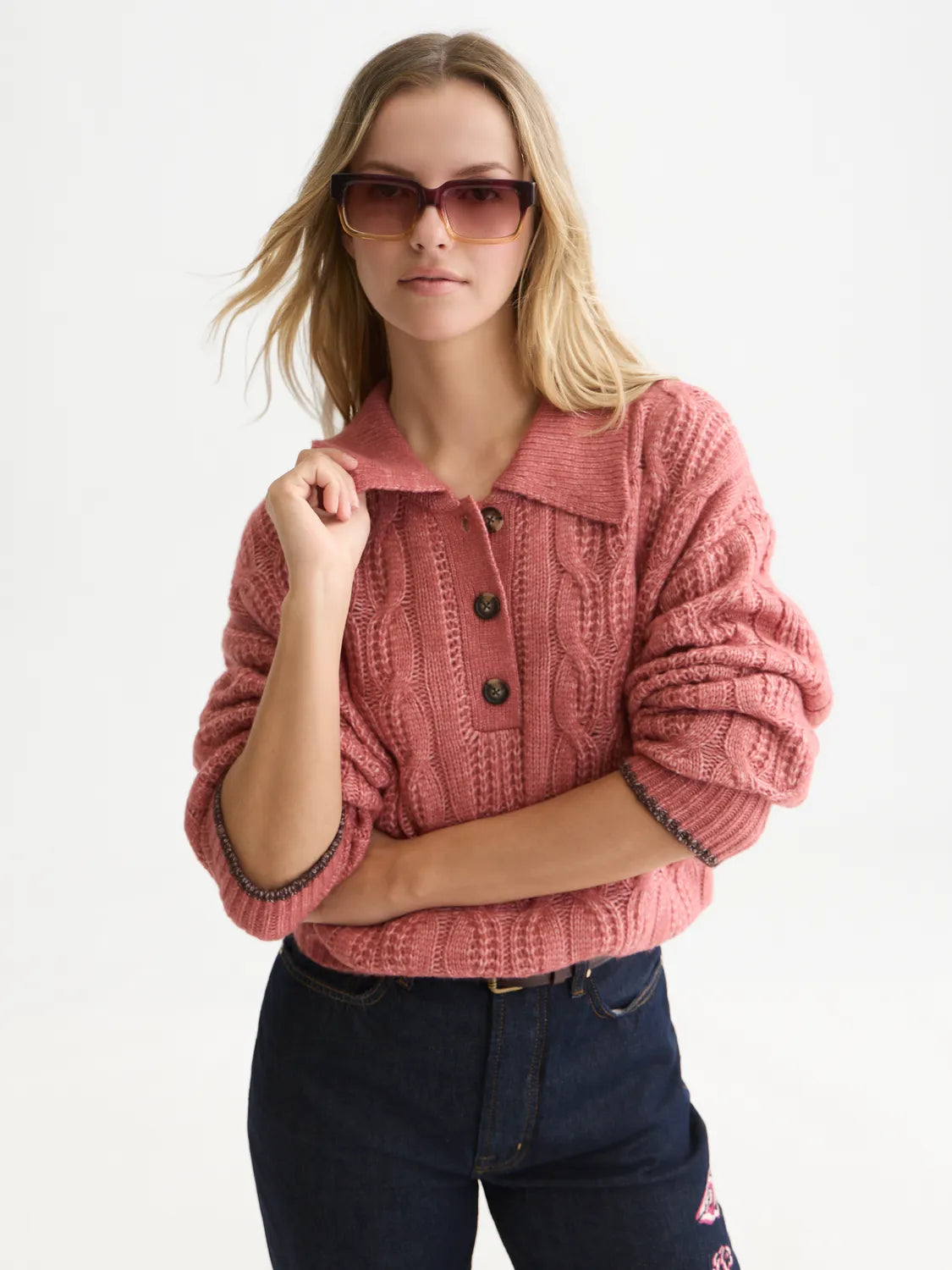 Cable Stitch Boxy-Fit Pullover
