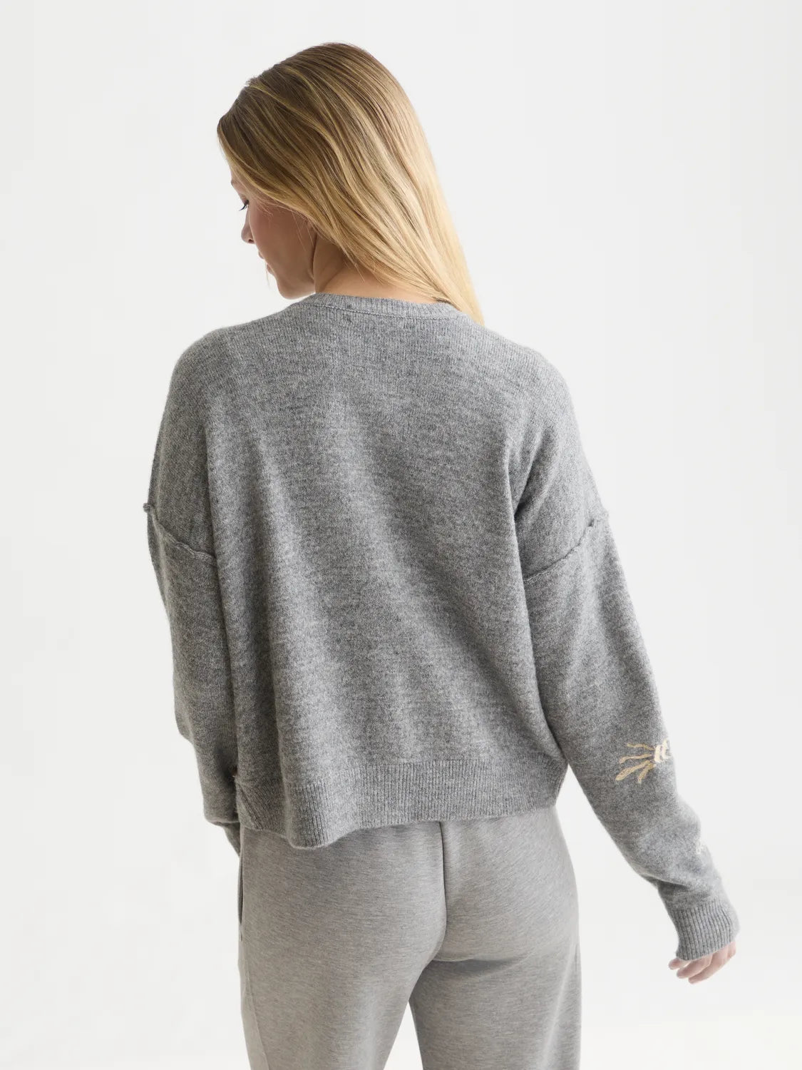 Embroidered Crew-Neck Cardigan