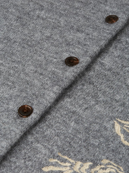 Embroidered Crew-Neck Cardigan