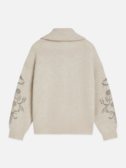 Printed Zip-Through Oversized Cardigan