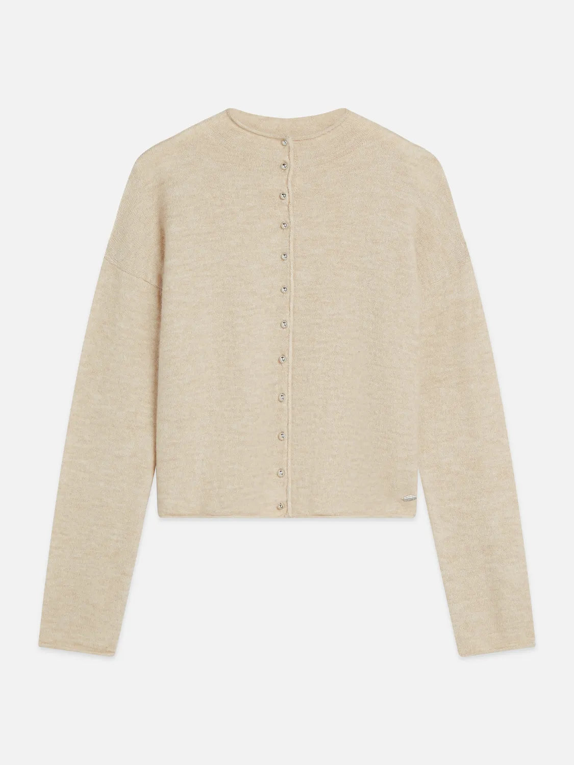 Fuzzy Funnel-Neck Cardigan