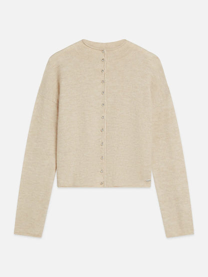 Fuzzy Funnel-Neck Cardigan