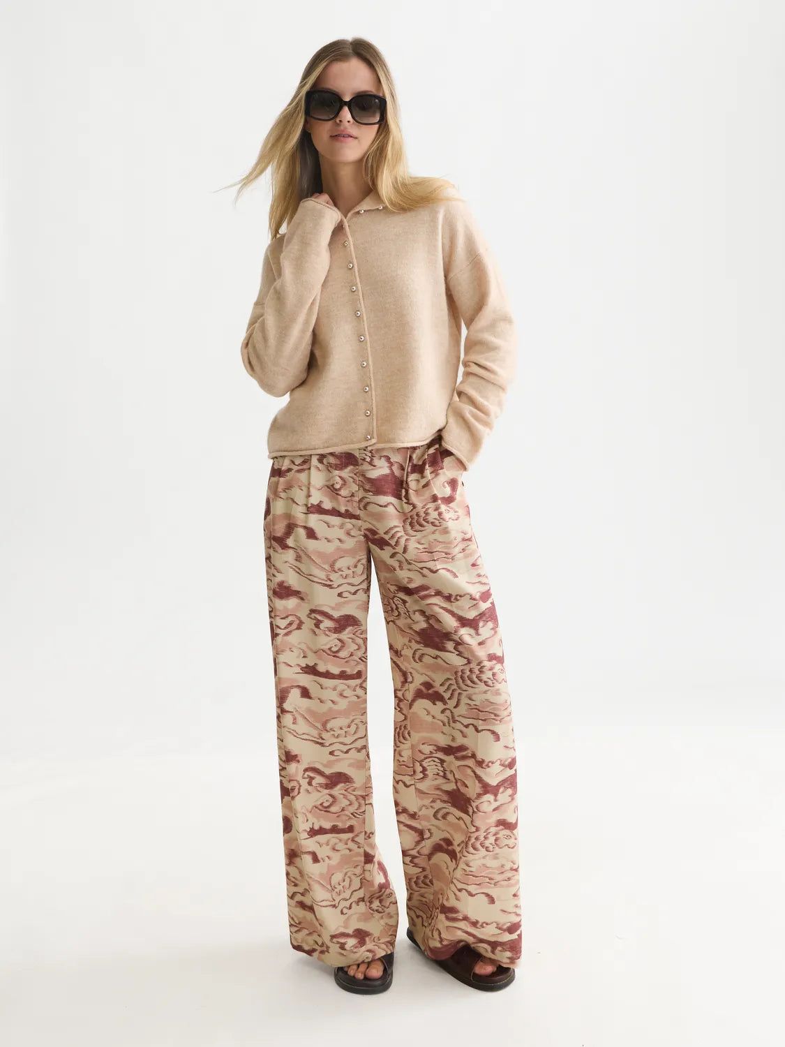 Fuzzy Funnel-Neck Cardigan