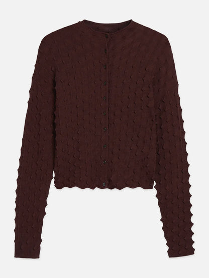 Textured Stitch Funnel-Neck Cardigan