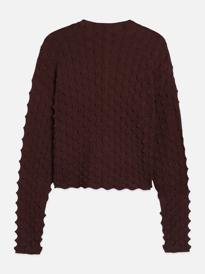 Textured Stitch Funnel-Neck Cardigan