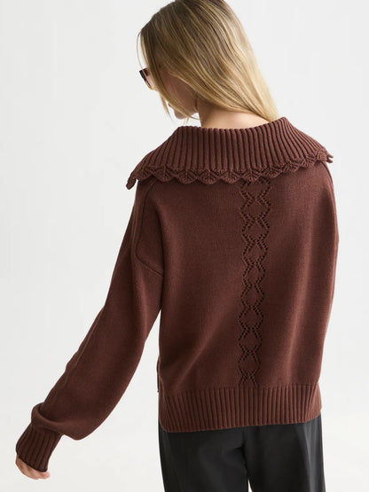 Button Detail Boxy-Fit Pullover