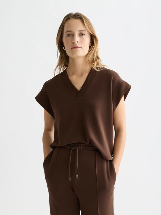 Tencel V-Neck Shortsleeved Sweatshirt
