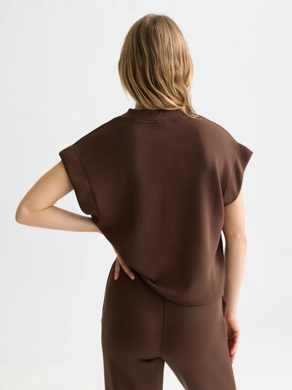 Tencel V-Neck Shortsleeved Sweatshirt