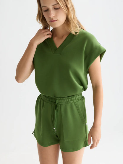 Tencel V-Neck Shortsleeved Sweatshirt