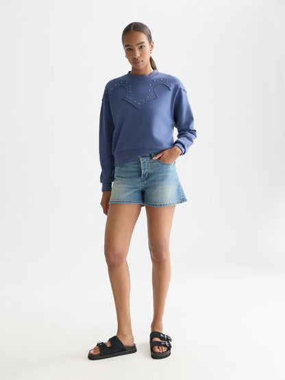 Studded Western Relaxed-Fit Sweatshirt