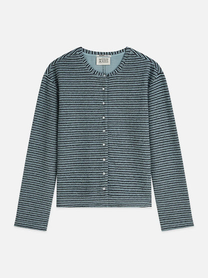 Stripe Button Down Sweatshirt