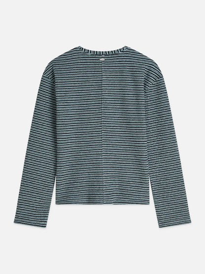 Stripe Button Down Sweatshirt