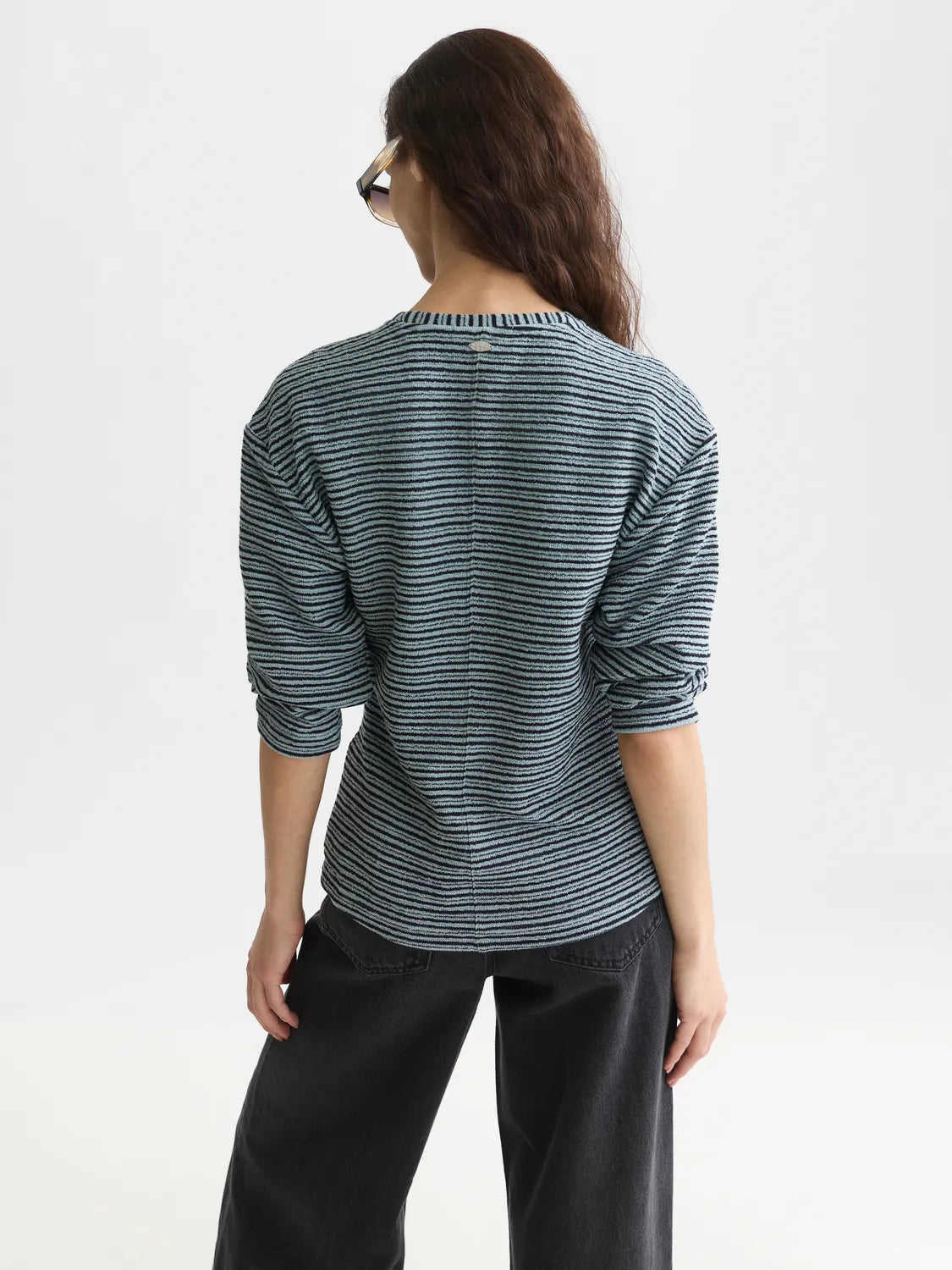 Stripe Button Down Sweatshirt