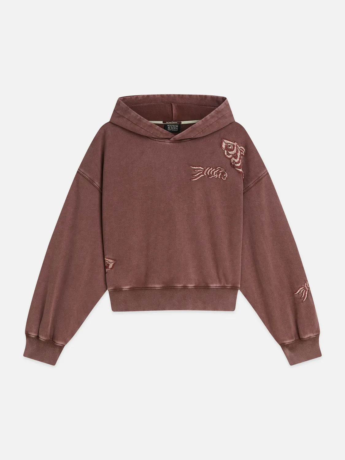 Washed Embroidered Relaxed-Fit Hoodie