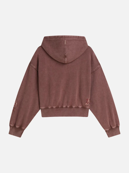 Washed Embroidered Relaxed-Fit Hoodie