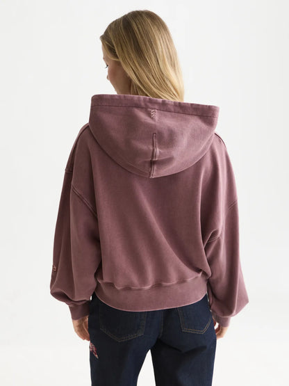 Washed Embroidered Relaxed-Fit Hoodie