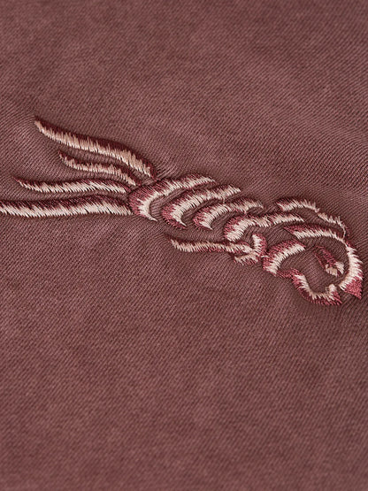 Washed Embroidered Relaxed-Fit Hoodie