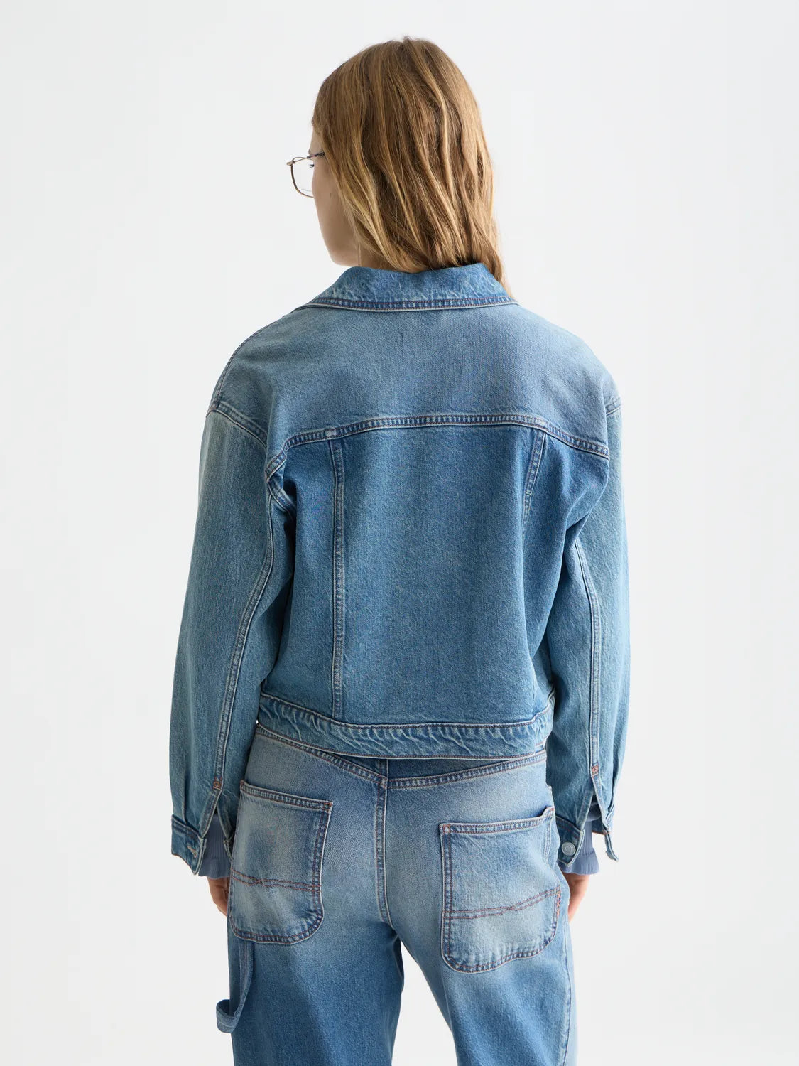 Pleat Front Denim Trucker Jacket