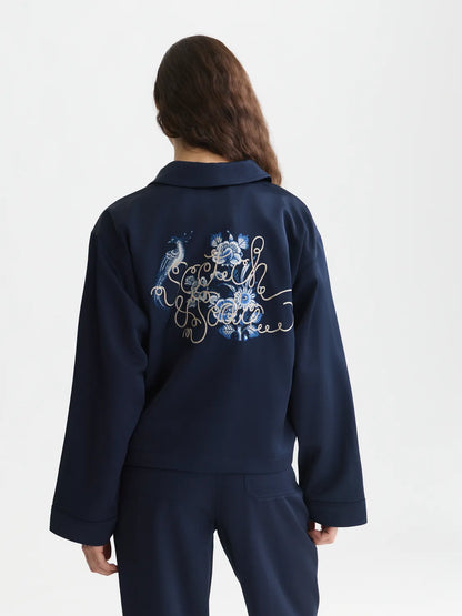 Scotch & Soda x Royal Delft Embroidered Satin Jacket
