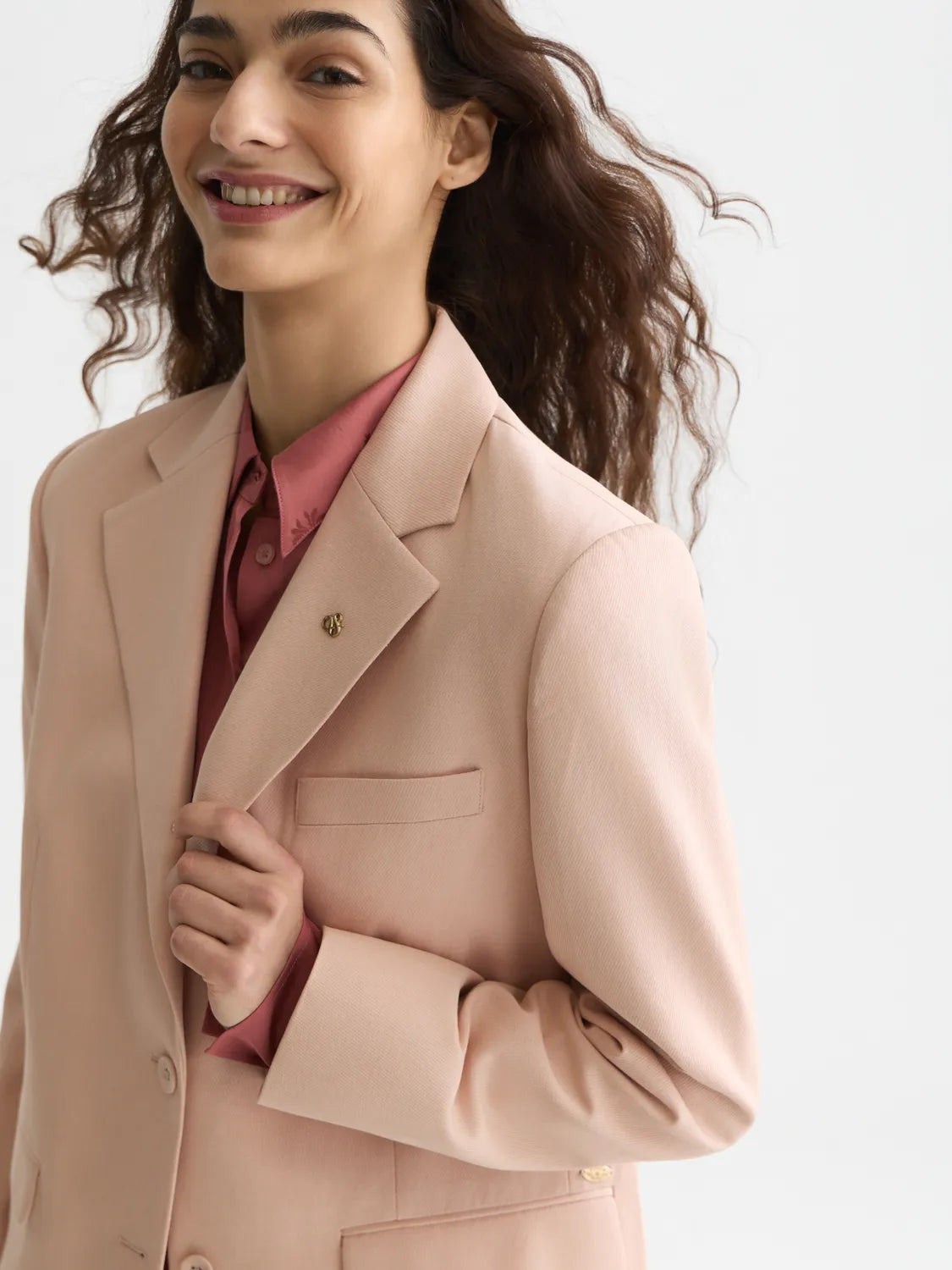 Gabardine Relaxed Single Breasted Blazer