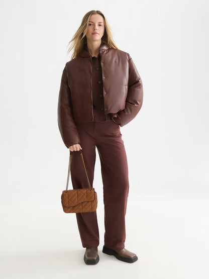 Faux Leather Short Jacket