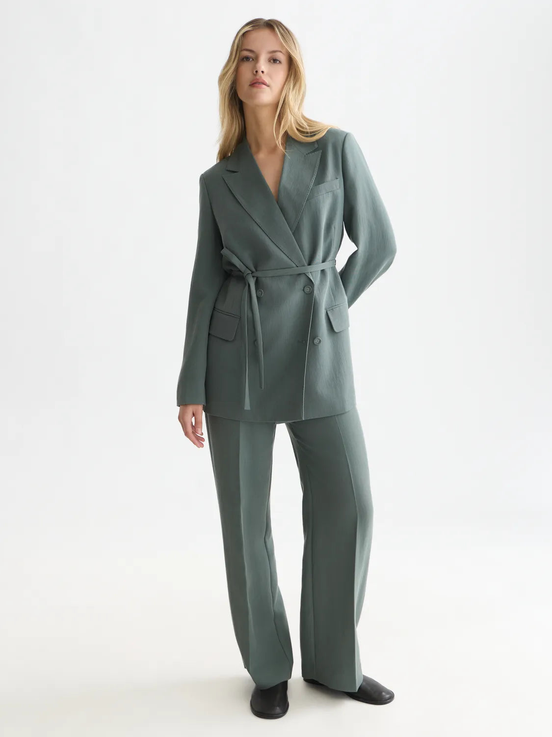 Lyocell Blend Double Breasted Blazer